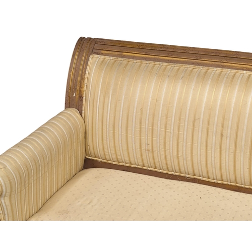 1036 - A 18th Century style French gilt framed 3 seater sofa / bench. 187cm