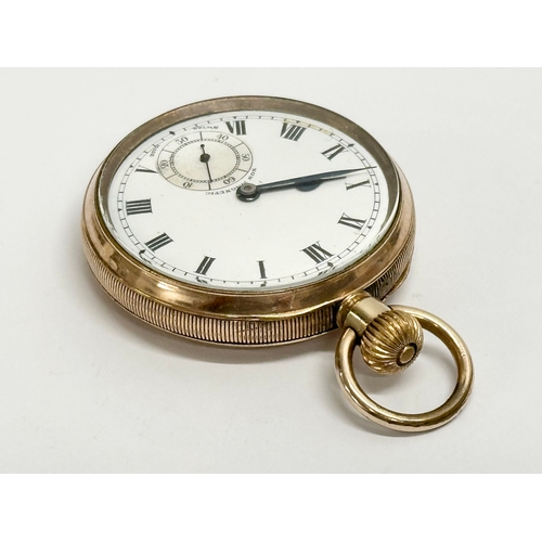 470C - A rolled gold pocket watch. Working. 5x7cm