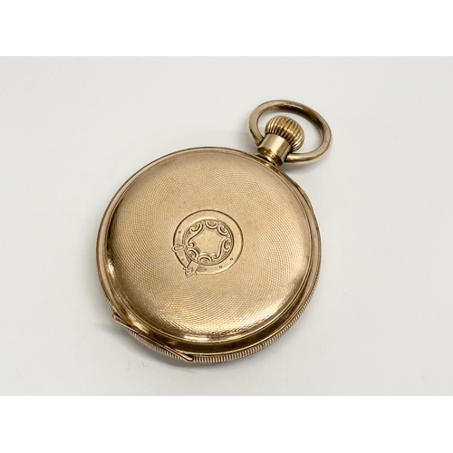 470C - A rolled gold pocket watch. Working. 5x7cm