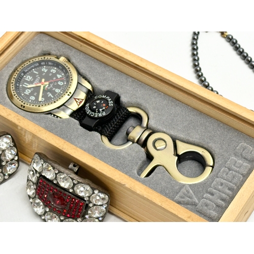 470D - A collection of jewellery. A Dakota watch, vintage pocket watch, wrist watch, large vintage costume ... 