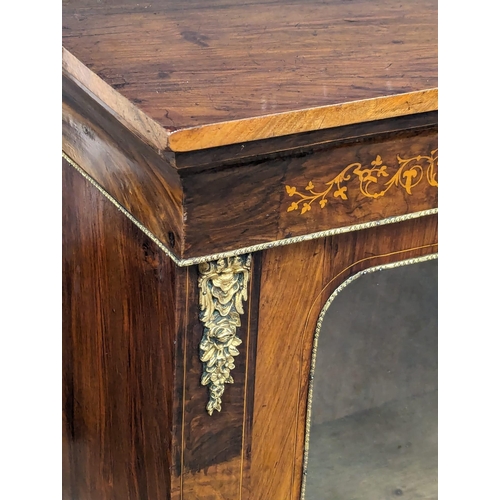 839 - A large Victorian inlaid walnut credenza with brass ormolu mounts. 176x37x106cm