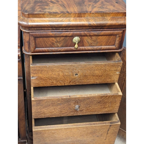 974 - A Mid Victorian mahogany pedestal sideboard with writing compartment. Circa 1860s. 217cm