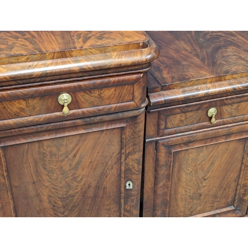 974 - A Mid Victorian mahogany pedestal sideboard with writing compartment. Circa 1860s. 217cm