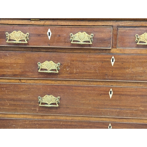 990 - A Georgian mahogany bureau. Circa 1800. With Late Victorian handles. 120x51x109cm