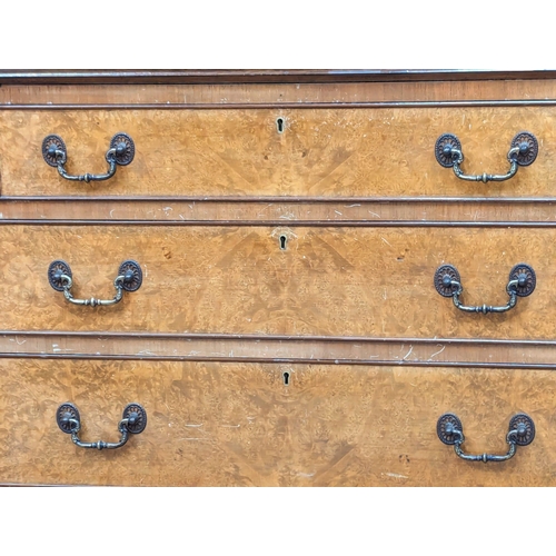 997 - A vintage Georgian style burr walnut writing bureau. 81.5x48x103.5cm