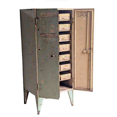 999 - A large Early 20th Century industrial storage cabinet with enclosed drawers and original paintwork. ... 