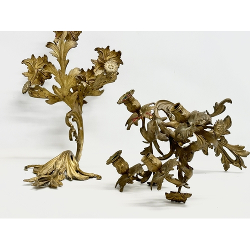 60E - A pair of large Late 19th/Early 20th Century Rococo brass wall sconces. 31x55cm