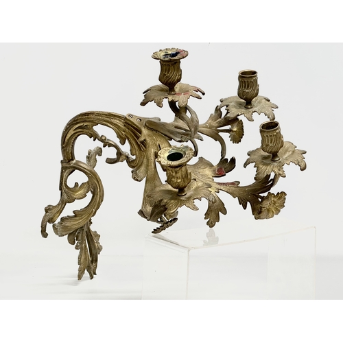 60E - A pair of large Late 19th/Early 20th Century Rococo brass wall sconces. 31x55cm