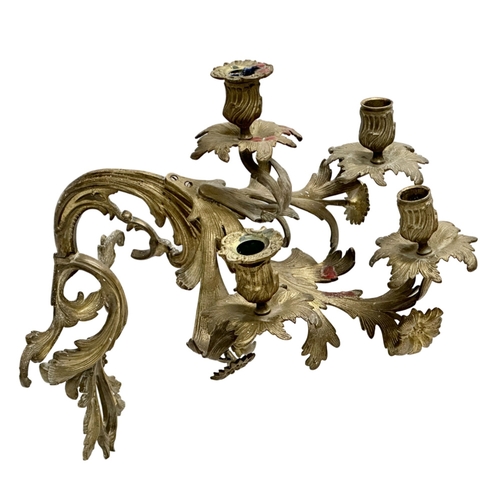 60E - A pair of large Late 19th/Early 20th Century Rococo brass wall sconces. 31x55cm