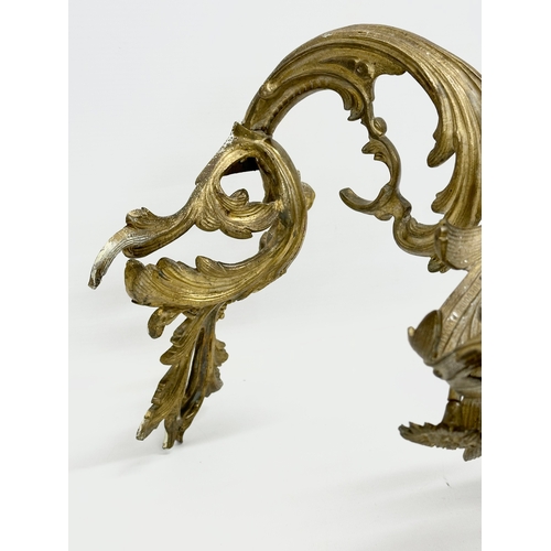 60E - A pair of large Late 19th/Early 20th Century Rococo brass wall sconces. 31x55cm