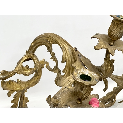 60E - A pair of large Late 19th/Early 20th Century Rococo brass wall sconces. 31x55cm