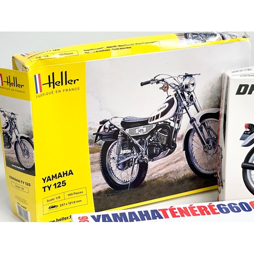 637C - 3 model kits. A Heller Yamaha TY 125. A Honda Dream 50. An Italeri Yamaha Tenere 660CC