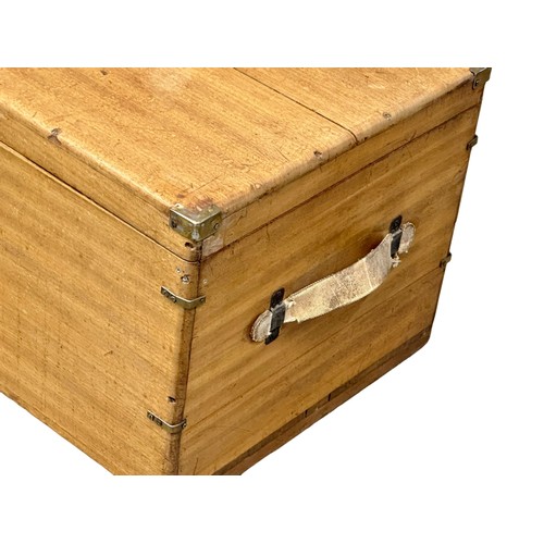 1050 - A Late 19th Century camphor wood brass bound trunk. 90x48x40cm