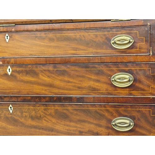 1060 - A large George III Sheraton style inlaid mahogany writing bureau. Circa 1800. 121x53x108cm