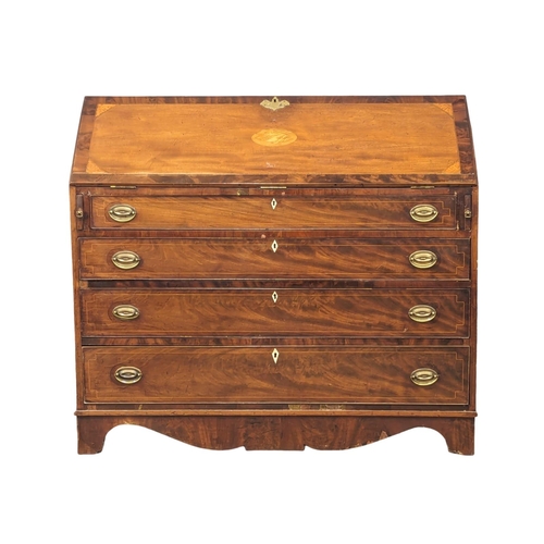 1060 - A large George III Sheraton style inlaid mahogany writing bureau. Circa 1800. 121x53x108cm