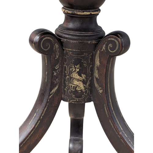 1062 - A Victorian ebonised pedestal occasional table. 55x60cm