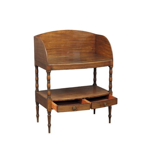 1073 - A large George IV mahogany gallery back washstand with 2 drawers with later glass top. 81.5cm x 50cm... 