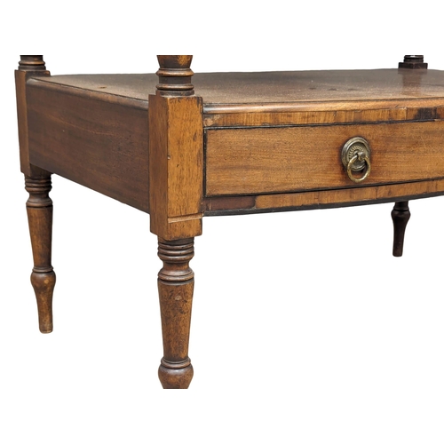 1073 - A large George IV mahogany gallery back washstand with 2 drawers with later glass top. 81.5cm x 50cm... 