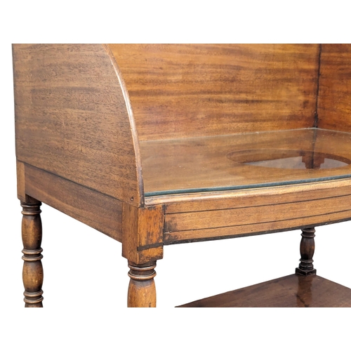 1073 - A large George IV mahogany gallery back washstand with 2 drawers with later glass top. 81.5cm x 50cm... 