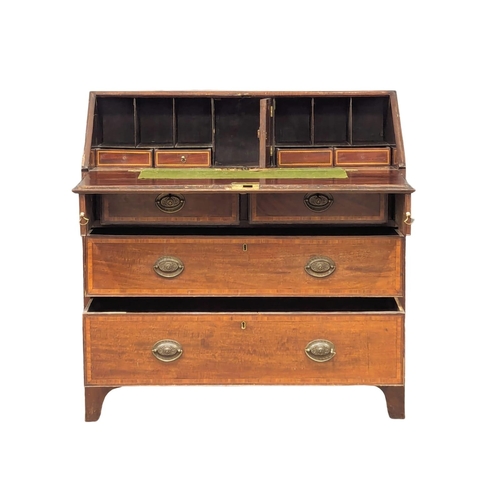 1076 - A Mid 19th Century Sheraton Revival inlaid mahogany writing bureau. 96x51x98.5cm