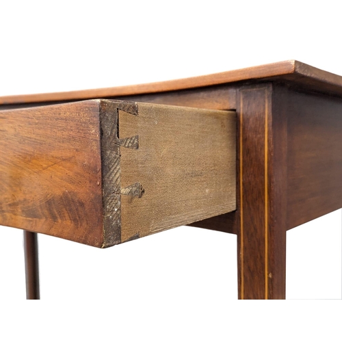 1086 - An Early 20th Century Sheraton Revival inlaid mahogany side table on square tapering legs and Serpen... 