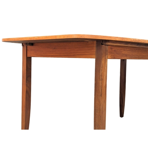 1089 - A mid century teak table and 6 chairs, 168cm x 89cm x 75cm. Extended 211cm x 89cm x 75cm