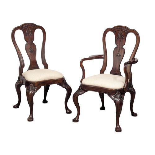 1090 - A set of 7 mahogany George I style dining chairs.