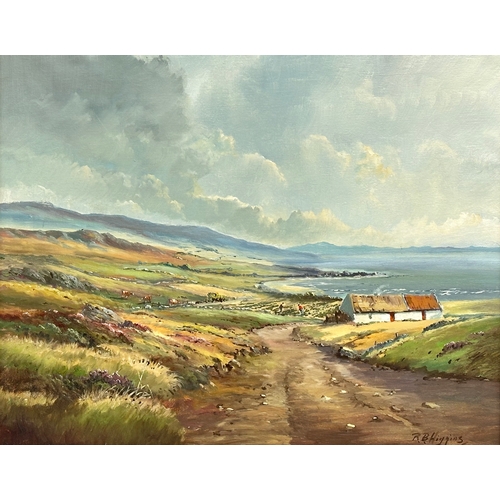 111A - An oil painting on canvas by R.B. Higgins. 49x39cm. Frame 63x53cm