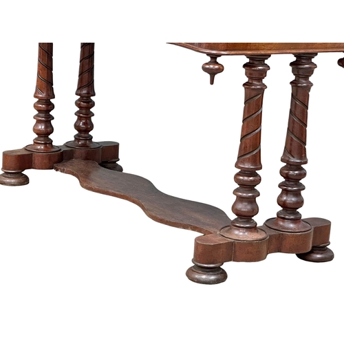 1098 - A Victorian mahogany serpentine front side table with drawer. Circa 1840-1850. 116x52x70