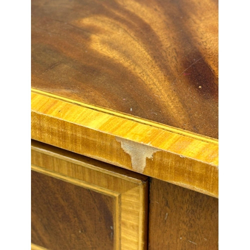 1071 - A Sheraton style inlaid mahogany side table with drawer. 75x60x77cm