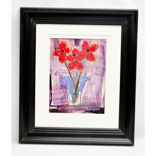 42B - An oil painting on board by Colin Flack. Still Life Flowers. 30x39cm. Frame 61.5x71.5cm