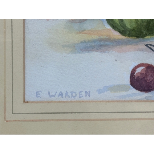 699 - 2 watercolour drawings. 1 signed E. Warden. Largest frame 46x36.5cm.