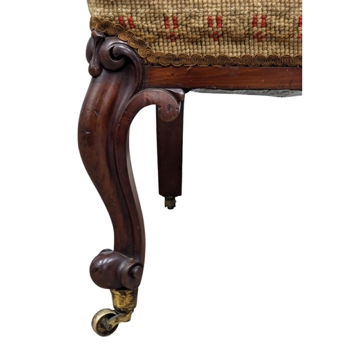 1127 - A mid 19th Century carved mahogany Prie Dieu chair with barley twist supports and cabriole legs