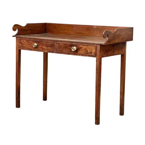 1116 - A late George III mahogany gallery back side table/washstand. Circa 1800-1820. 114x55x89cm