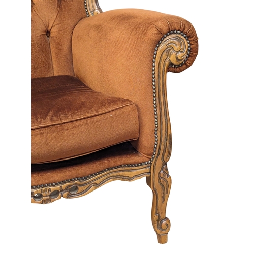 1082 - A pair of vintage Italian deep button back armchairs.