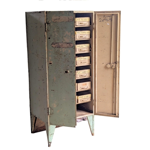 999 - A large Early 20th Century industrial storage cabinet with enclosed drawers and original paintwork. ... 