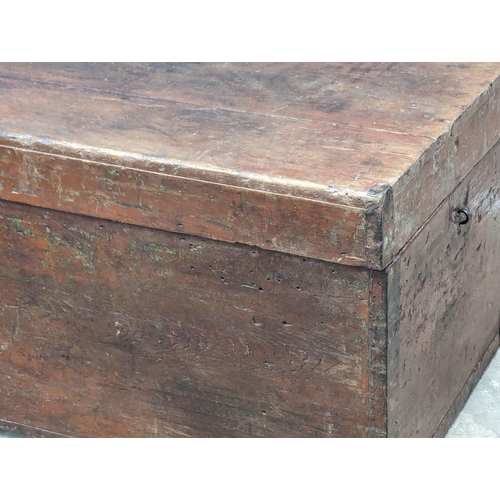 1117 - A large 19th Century trunk. 143x62x59cm