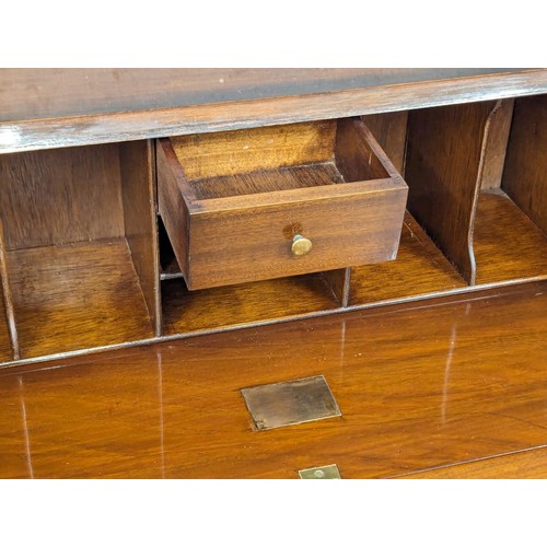 1124 - A vintage Georgian style burr walnut writing bureau, 77cm x 42cm x 102cm