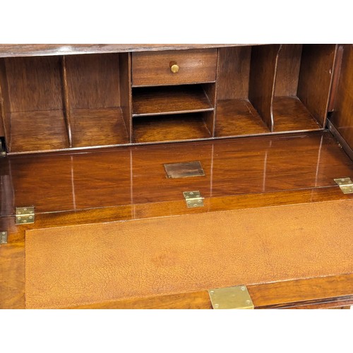 1124 - A vintage Georgian style burr walnut writing bureau, 77cm x 42cm x 102cm