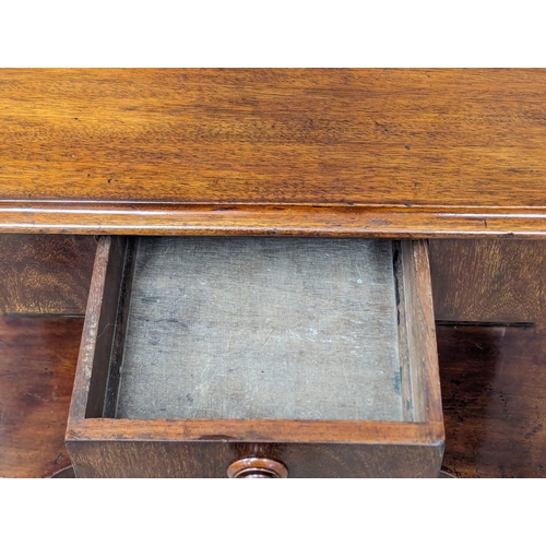 1125 - A Victorian mahogany hall table on turned supports and drawer, circa 1870s. 92cm x 45cm x 76cm