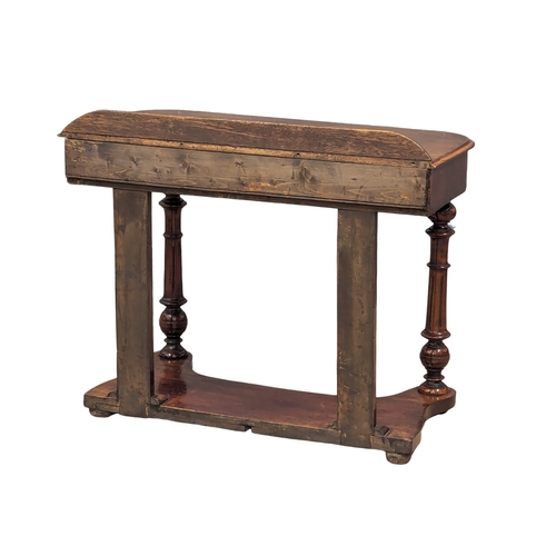 1125 - A Victorian mahogany hall table on turned supports and drawer, circa 1870s. 92cm x 45cm x 76cm