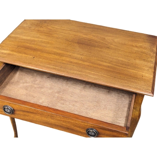 1139 - A small mahogany & beech side table with drawer on cabriole legs, 59cm x 39cm x 52cm