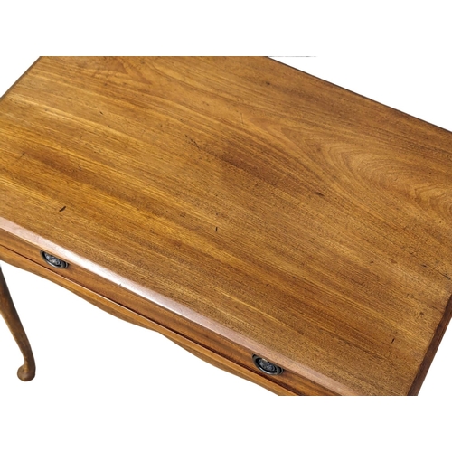 1139 - A small mahogany & beech side table with drawer on cabriole legs, 59cm x 39cm x 52cm