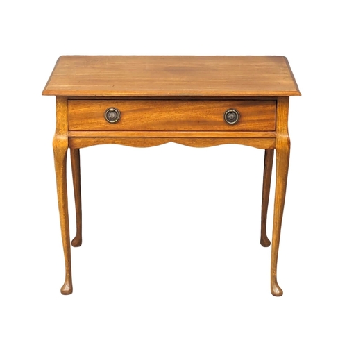 1139 - A small mahogany & beech side table with drawer on cabriole legs, 59cm x 39cm x 52cm