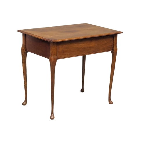 1139 - A small mahogany & beech side table with drawer on cabriole legs, 59cm x 39cm x 52cm