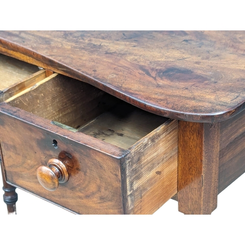 1144 - A George IV mahogany side table with 3 drawers and reeded legs. Circa 1820. 102x45x83cm