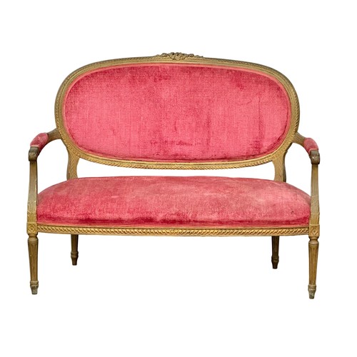 1152 - An Early 20th Century French gilt wood framed 2 seater sofa. Circa 1910-1920.