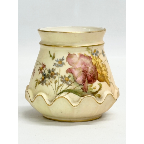 711A - 3 pieces of Late 19th Century Royal Worcester ‘Blush Ivory’ vase measures 25cm