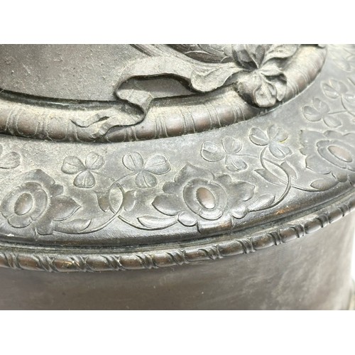 60B - A large signed ‘Bonheur’ excellent quality Mid 19th Century bronze urn. On slate base. Isidore Jules... 