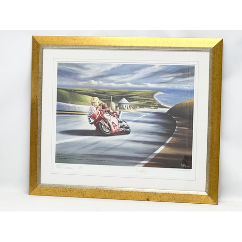 406A - Verner Finlay. A large signed limited edition ‘Joey Dunlop’ print. Joey at Guthrie’s on the Honda SP... 